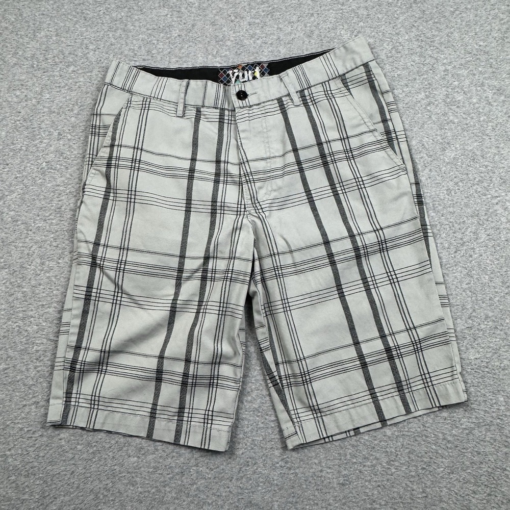 Vurt Skateboarding Shorts Men's 32x10‎ Gray Chino Striped Plaid Cotton Blend